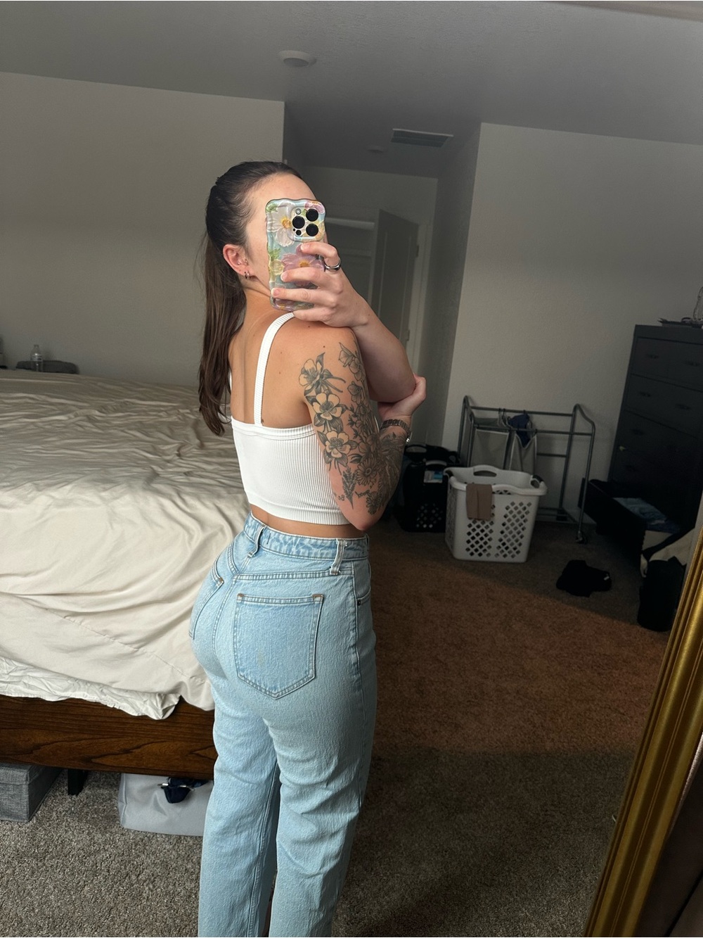 Colsie White Ribbed Square-Neck Crop Tank - Picture 2 of 5